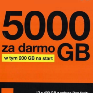 Starter Orange Free 5 zł + BONUS 5000GB za darmo i 200 GB NA START